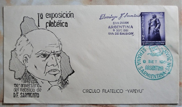 Argentina, Sobre Conm Expo Filatélic Sarmientina 1961 L17704 0