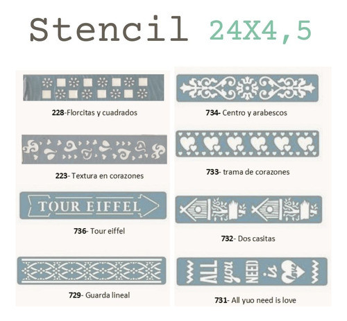 Stencils Decorativos 4,5cm X 24cm Eqarte  Xunid. 0
