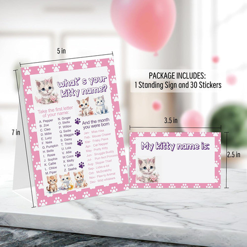 Juego De Nombres De Gatitos Para Baby Shower Con 30 Etiqueta 1