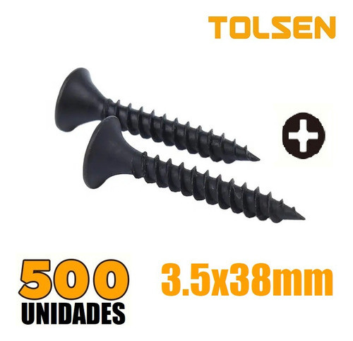 Tornillo T2 Para Yeso 3.25x38mm Por 500 Unid. Tolsen 54055 1