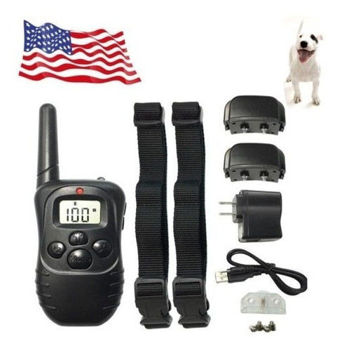 Lcd Eléctrico 100lv 2 Perros Adiestramiento Collar Recargabl 0