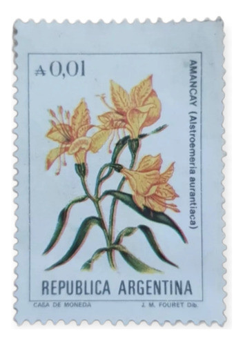 Estampilla Argentina Flor Amancay 1985 0