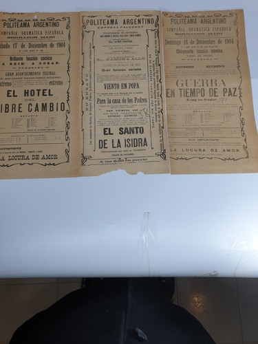 3 Antiguos Programas Teatro Politea- Ma - Año 1904 Y 1905-02 0