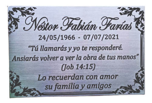 Placa Recordatoria Fúnebre Cementerio 12x8 Acero Homenaje 0