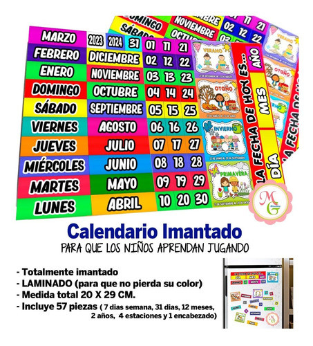 Calendario Imantado Didactico Días Meses Año Estaciónes 1