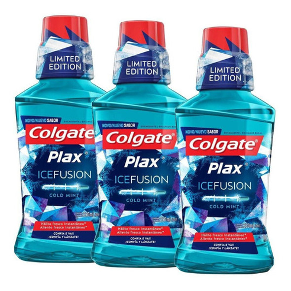 Kit Enxag. Colgate Plax Ice Fusion Cold Mint 250ml C/ 3 Un 0
