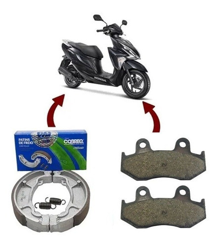 Kit Pastilha E Lona Traseira Honda Elite 125 2019- 2021 Tk16 1