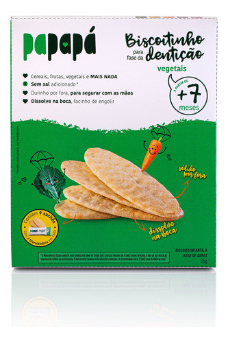 Biscoito Infantil Para Fase Da Dentição Vegetais Papapá 36g 0