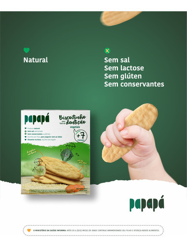 Biscoito Infantil Para Fase Da Dentição Vegetais Papapá 36g 1