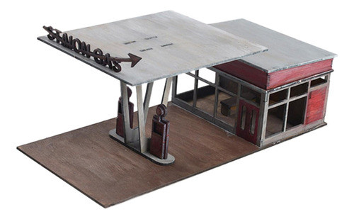 Kits De Construção De Posto De Gasolina, Modelo De Cena De 0