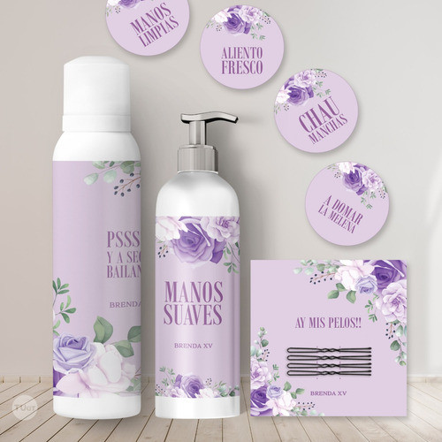 Kit Imprimible Baño Sos Flores Lilas Tukit 1