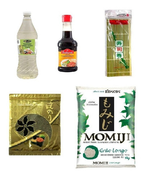 Kit Sushi Arroz + Esteira + Nori + Shoyu + Tempero Suave 0