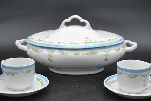 Antigua Loza Lote Sopera Tazas Café X3vintage Vieja Juego 0