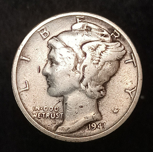 Estados Unidos 10 Cents 1941 Mb Plata 900 Km 140 Mercurio 0