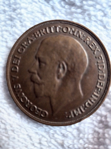Antigua Moneda One Penny De 1916 Jorge V De Cobre 0