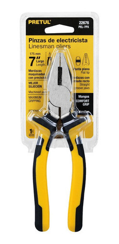 Pinza Punta Plana Electricista 7 Pulgadas Pretul 0