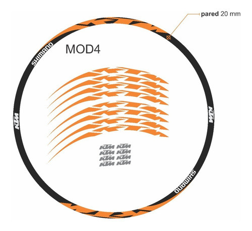 Calcomanías  Para Bicicletas Vinilos Ktm Para Rueda 20mm 0