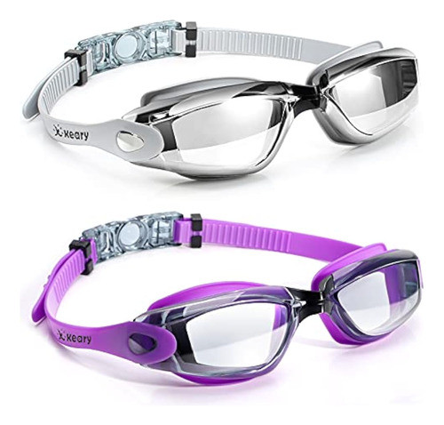 Keary 2 Pack Anti-fog Swim Goggles For Adult Youth 0
