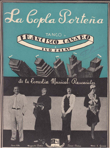 1935 Partitura Tango Canaro Pelay Copla Porteña Rascacielos 0