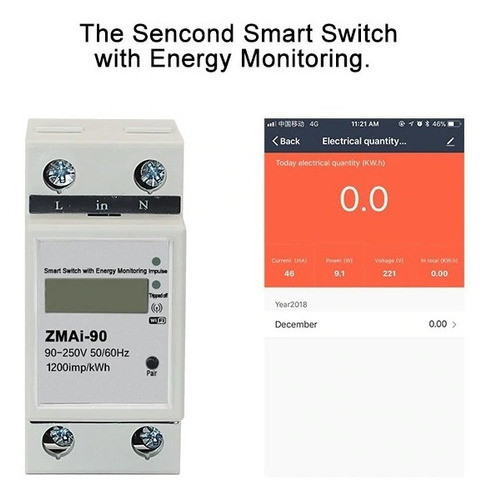 Medidor De Consumo Eléctrico Wifi 220v 60a Monofasico 1