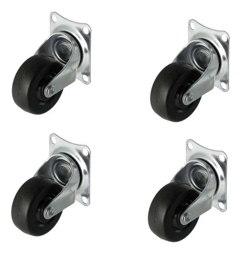 Rueda De Goma Negra Con Base Giratoria 25mm Mueble X4u. 0