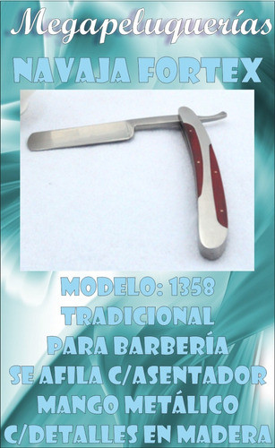 Navaja Fortex Tradicional Barbero Hoja Entera Afilable 1358 1