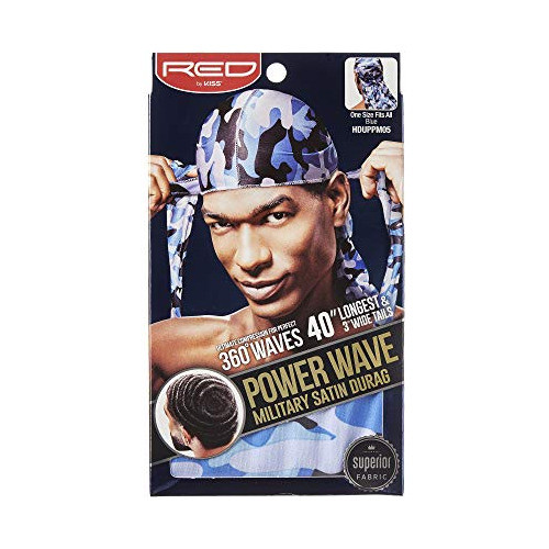 Rojo Por Beso Power Wave Militar Satinado Durag (azul) 0