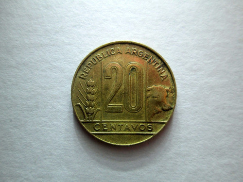Moneda Argentina 20 Centavos 1949 Peronismo Torito Boedo 0
