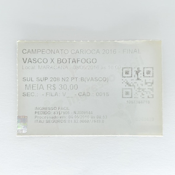 Ingresso Futebol Final Carioca 2016 Vasco Da Gama Campeão 0 Ingresso Futebol Final Carioca 2016 Vasco Da Gama Campeão 0