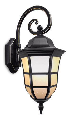 Arandela Colonial Vidro Fosco Preto E Dourado 46cm Externa 0