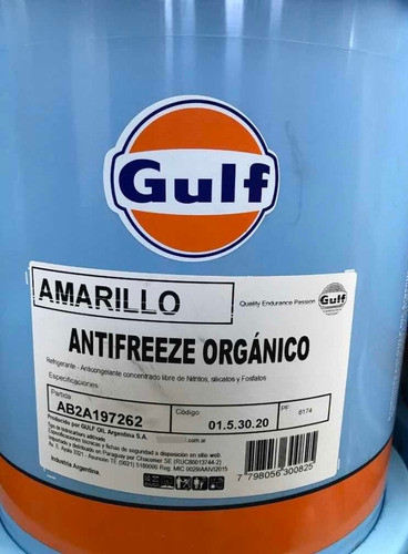 Refrigerante Organico Amarillo Puro Gulf Balde 20 Litros 0