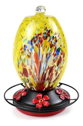 Bebedero Colibri Jalamwang Vidrio Soplado A Mano Amarillo 0