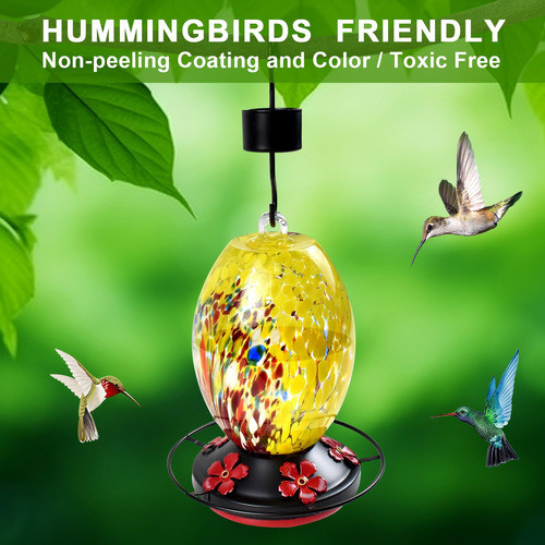 Bebedero Colibri Jalamwang Vidrio Soplado A Mano Amarillo 1