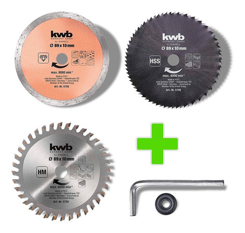 Set 3 Hojas Mini Sierra Circular Kit Juego 89 X10 Mm Kwb 0