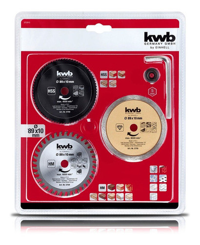 Set 3 Hojas Mini Sierra Circular Kit Juego 89 X10 Mm Kwb 1