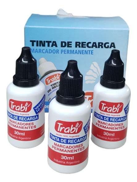 Tinta De Recarga Trabi Permanente Negro 30 Ml X 3 Unidades 0