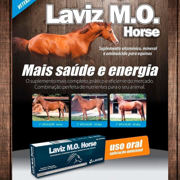 Kit Laviz Mo Horse 2x40g Aminoacido, Minerais P Cavalo C/6un 1