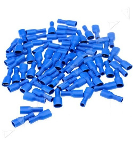 100 X Azul Aislado Hembra De Horquilla Eléctrica Conector Te 0