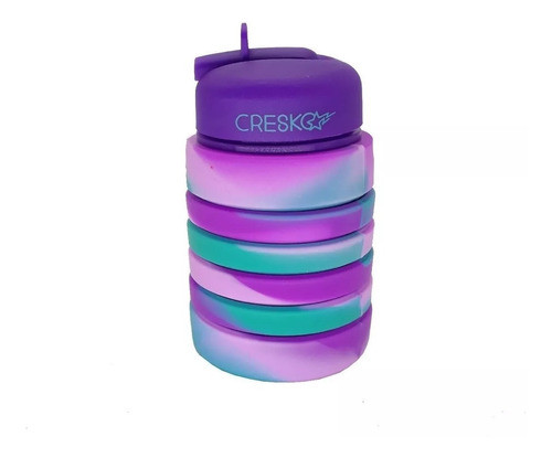 Botella De Silicona Plegable Pico 500ml Violeta Cresko Ck005 1