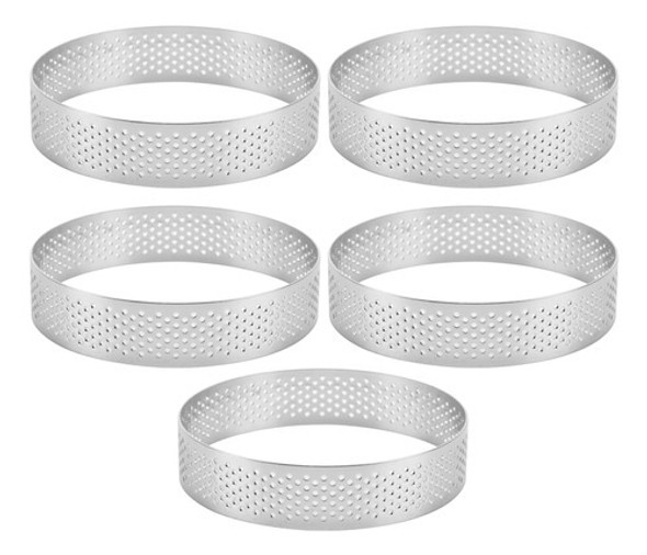 5 Peças De Anéis De Torta Circulares Com Furos De Aço Inoxid 0
