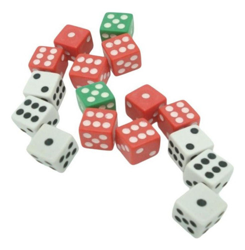 Cartela Com 12 Dados Para Jogos De Tabuleiro Plástico 1,5cm 1