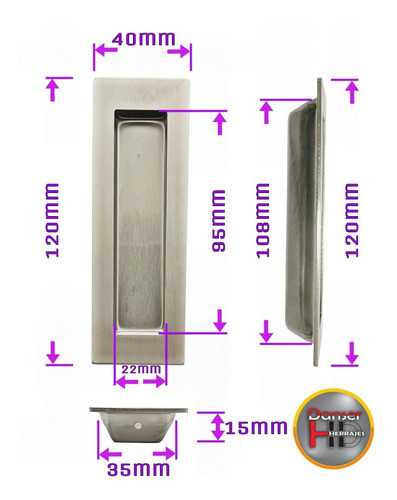 Cubeta Rectangular Embutir Puerta Corrediza Acero Inoxidable 1