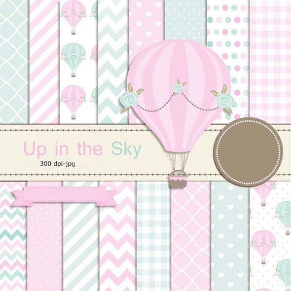 Kit Imprimible  Up In The Sky 16 Fondos 4 Clipart  Ver Promo 0