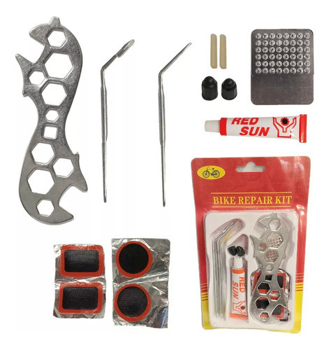 Kit Set Juego De Reparación Bicicleta Parche Gomines 0
