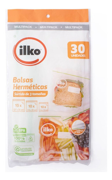 30 Bolsas Herméticas 3 Tamaños Diferentes Ilko Reutilizables 0 30 Bolsas Herméticas 3 Tamaños Diferentes Ilko Reutilizables 0