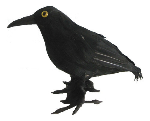 Decoracion Halloween Cuervo Maldito Con Plumas Raven Terror 0