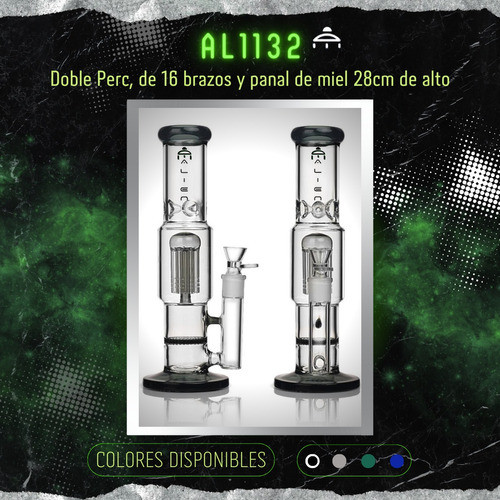 Alien Bong De Vidrio 2 Percoladores Diferentes Premium 1