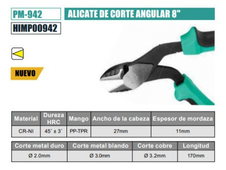 Alicate Curvo Pro'skit Pm-942 45° Ergonómica 1