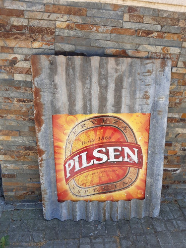 Cartel  Pilsen De Chapa Y  Acrilico 1 Mts X 80 Cns 1