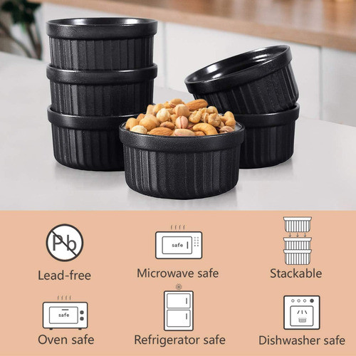 Moldes Para Soufllé 118ml Pzas Cerámicos Para Horno Negro 1